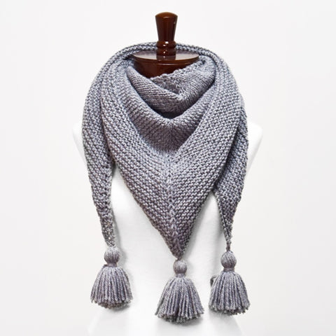 Triangle Shawl with Tassels (Knit)