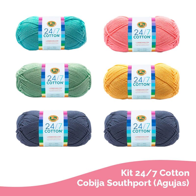 Kit 24/7 Cotton para tejer Cobija Southport (Agujas) - CrochetstoresKIT247-06