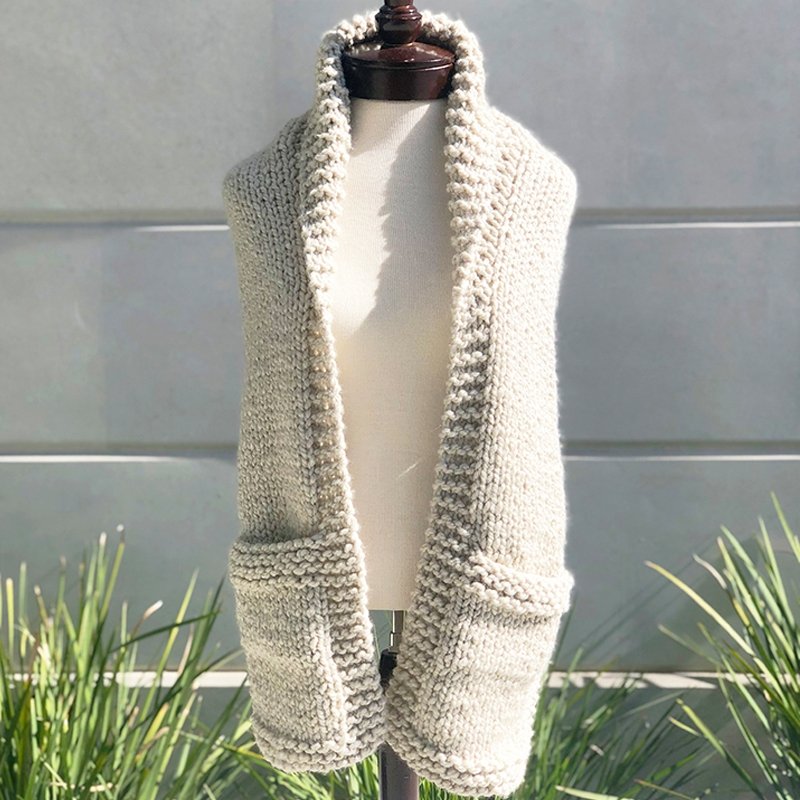 Bufanda con bolsas (Agujas) - CrochetstoresPATRON-BUFANDA-BOLSAS-MK